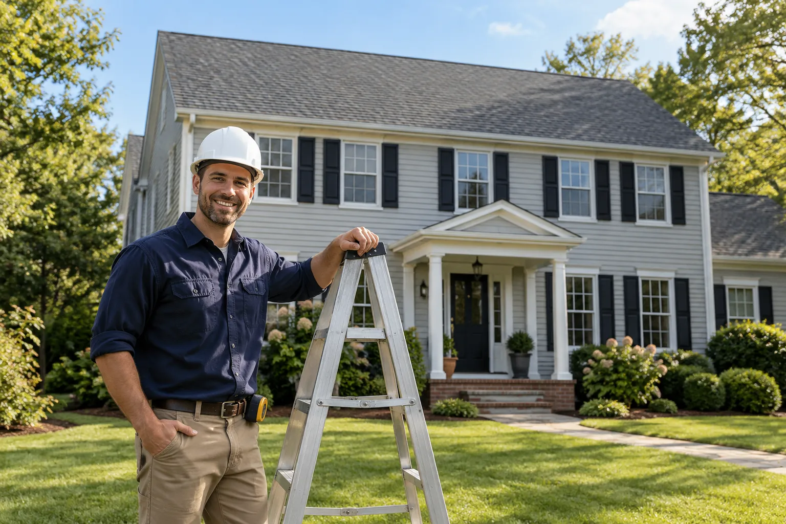 A new shingle roof on a colonial home in Baltimore on a clear day